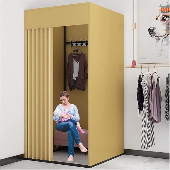 Fashion Changing Rooms Square Clothing Store Fitting Room Movable Metal Frame Temporary Locker Room Portable Dressing Room for Mall Outdoor Bedroom Furniture