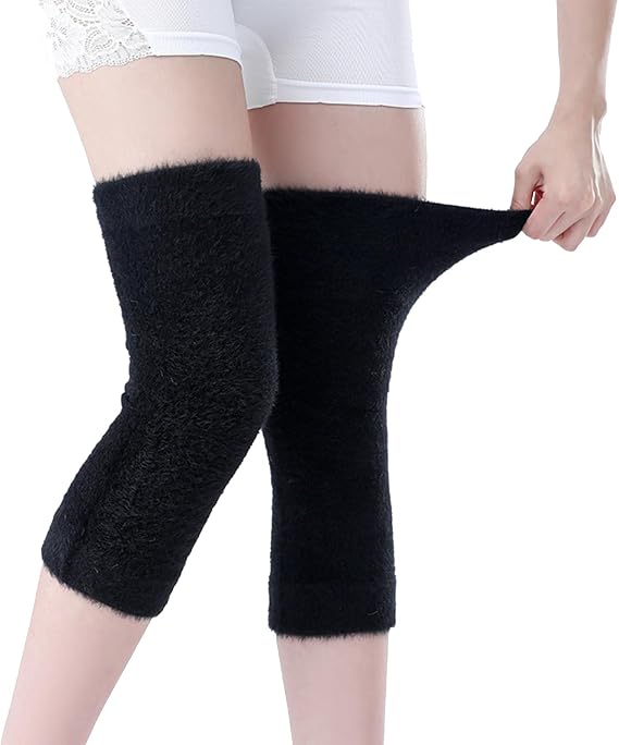MioCloth Wool Knee Warmers Winter Plush Lined Cashmere Knee Brace Elastic Outdoor Ski Cycling Leg Sleeve for Women