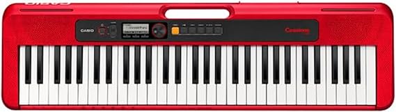 Casio Casiotone CT-S200RD 61-Key Portable Keyboard for Beginners | 400 Tones, 77 Rhythms, LCD Display, Dance Music Mode, USB-MIDI, Stereo Speakers | Includes Power Supply & Music Rest | Red
