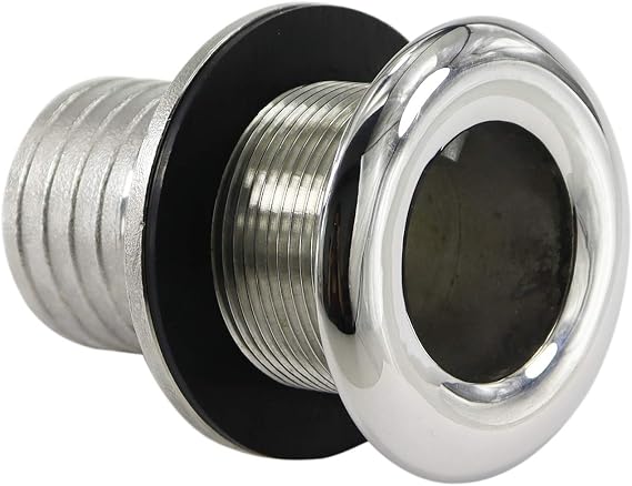 316 Stainless Steel Durable Combo Stainless Steel Thru-Hull Fitting w/Nut with Custom Gasket Boat Plumbing Fittings for Boats, Yachts, Marine