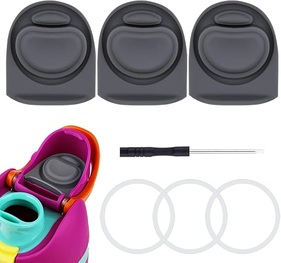 3 Sets Replacement Stopper and O Ring Gasket Compatible with Owala FreeSip 24oz 32oz,Water Bottle Lid Insert Cap Silicone Seal Parts for Owala 16/19/24/32/40oz Mouthpiece Accessories(Gray)