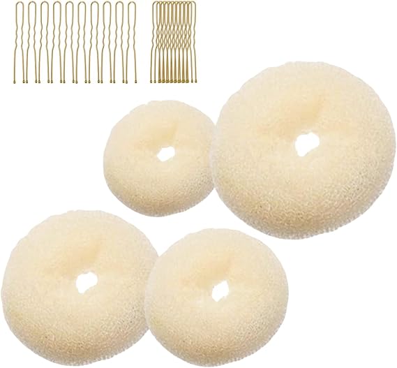Ring Style Donut Bun Shaper,buns,hair bun,pack of 4 with 20 Hair Pins