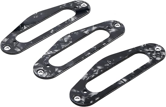 Swhmc Metal Single Coil Pickup Mounting Ring Pickup Plate Frame(3pcs, Black)
