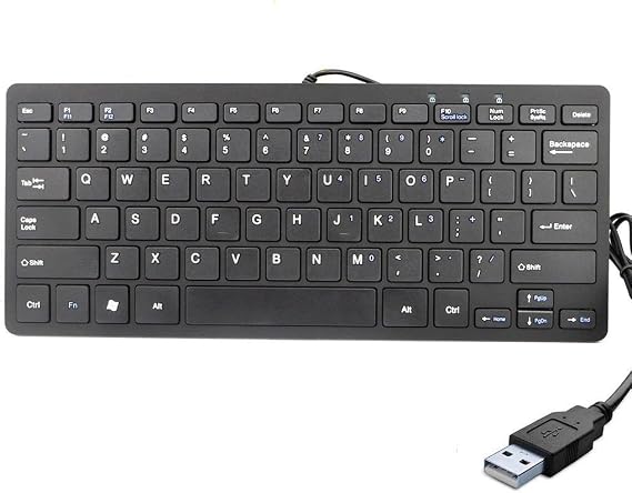 iKKEGOL USB Mini Slim Wired 78 Key Small Super Thin Compact Keyboard for Desktop Laptop PC Win 7 Mac (Black)