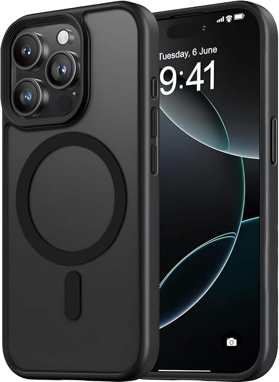 Minesk iPhone 15 Pro Max için Magsafe ile Uyumlu Fusion Mat Serisi Kaliteli Orijinal Versiyon Kılıf Metal Tuş Takımı ve Ultra Güçlü Gerçek Mıknatıslar Şık Tasarım Kılıf (Siyah, 15 Pro Max)