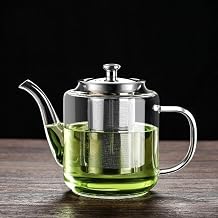 650/800/1100ml Glass Clear Tea Pot with Strainer for Loose Tea,1pce (650ml)