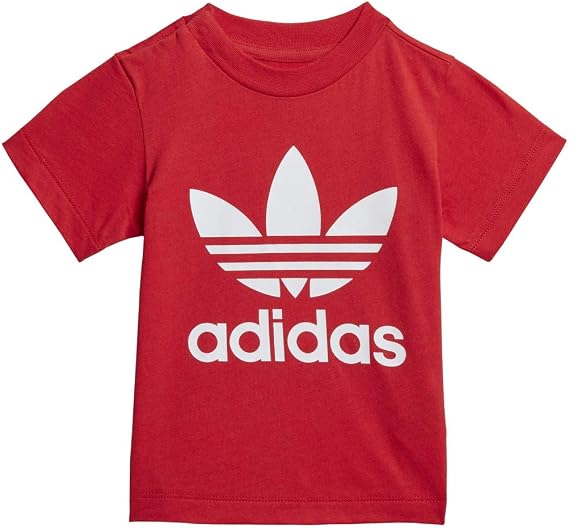 adidas Originals Men's 3 Stripes Cropped Long Sleeve T-Shirt, Lush Red/White, 18M