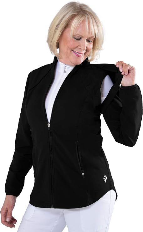 Jofit Apparel Womens Athletic Clothing Wind Jacket with Removable Sleeves for Golf & Tennis
