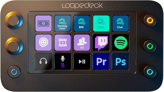 Loupedeck Live S - Streaming Console for Desktop Efficiency, Full Flow Control and Content Creation with Customizable LED Touch Screen Buttons, Dials and RGB Buttons, with PC and Mac