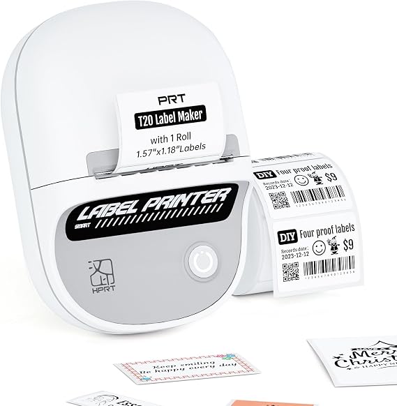 PRT T20 Label Maker Machine, 2" Bluetooth Mini Small Label Printer 1 Tape