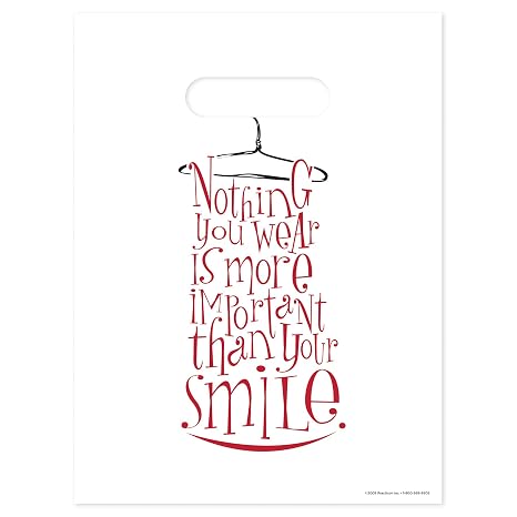 Practicon Wear Your Smile 9" x 12" Dental Giveaway Bag, Dental Hygiene Patient Care Goodie Bag, Dentist Office Plastic Gift Bags, 100 Pack