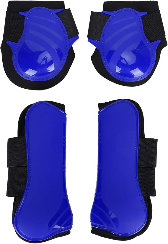 EquiShield Horse Leg Guards Set PU Shell with Thickened Neoprene Inner Padding for Front and Rear Legs, Impact Buffering Protection for Jumping and Training