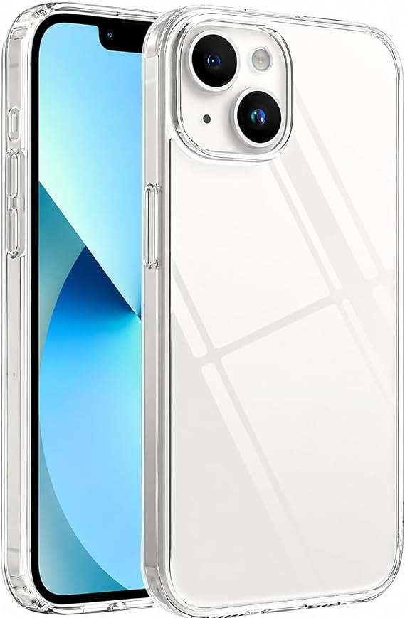 Coverzone iPhone 14 İle Uyumlu Kılıf Crystal Clear İnce Hissiyat Sararma Yapmayan Slot ve Logo Gösteren Tuşlara Rahat Erişim, Sert Plastik Şeffaf iPhone 14 İle Uyumlu Kılıf