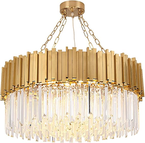 Modern Crystal Chandelier,Luxury LED Pendant Light Fixture Oval Raindrop Chandelier Adjustable Height for Villa Hotel Living Room Dining Room Kitchen Island-Gold 70x30cm