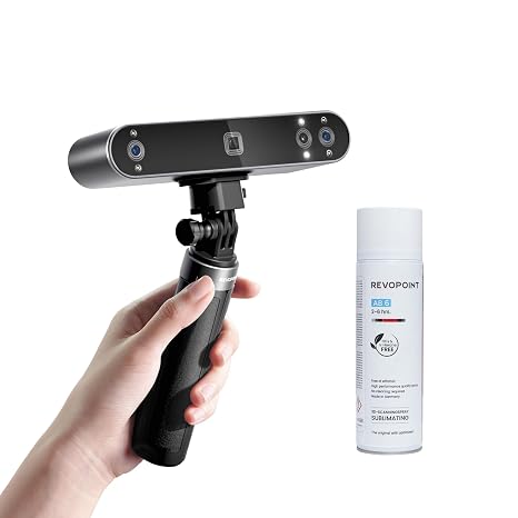 Revopoint POP3 Plus 3D Scanner & 3D Scanning Spray Bundle, Handheld 3D Printer Scanner 0.04mm Precision, Full-Color Scan for Medium Object, Support for Android/iOS/Win/MacOS, Standard