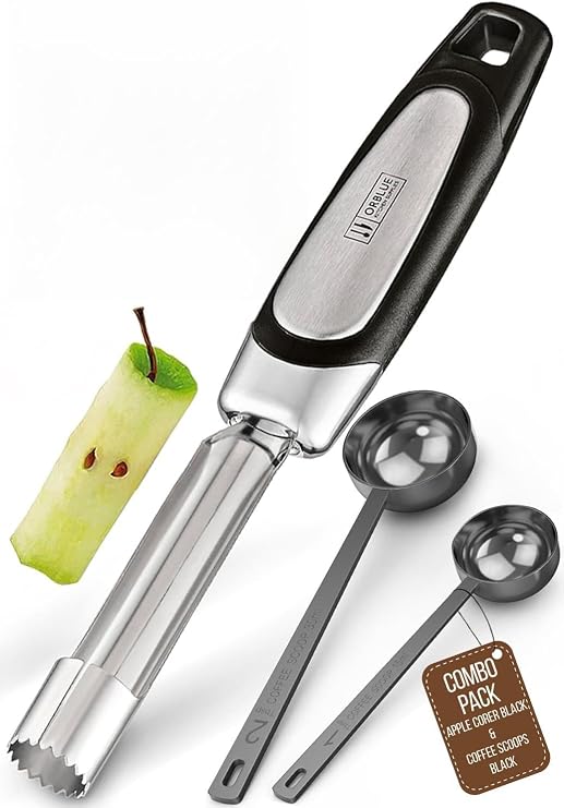 Orblue Premium Apple Corer Tool & Premium Coffee Scoop Set Bundle