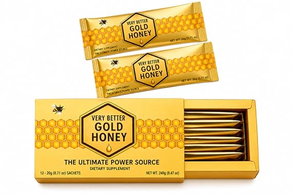 Very Better than Gold Honey Packets for Men - 12 Pack 20g Each - Premium Herbal Blend with Black Ginger & Ginseng - Natural Energy Vitality & Stamina Support - No Spill Sachet