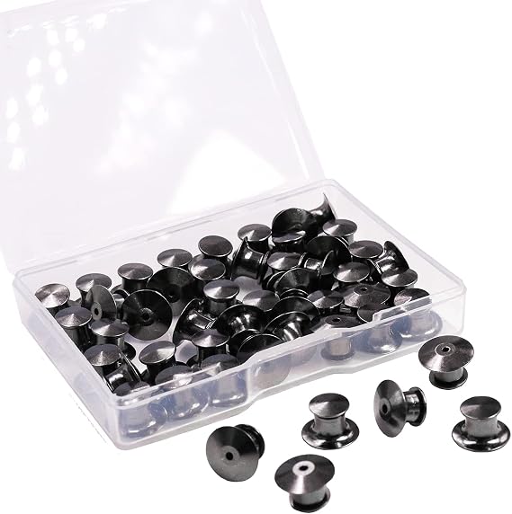 50 Pieces Metal Pin Backs Locking Pin Keepers Locking Clasp with Storage Case
