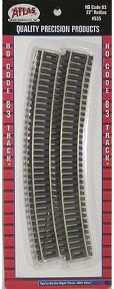 Atlas HO Scale Code 83 22 Radius Curve 6-Pack Model Train Track