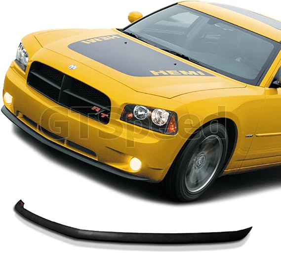 Compatible with/Replacement for Front Bumper Lip, OE Style PU Front Lip Spoiler Black, Fits 2005 2006 2007 2008 2009 2010 Dodge Charger SE SXT RT