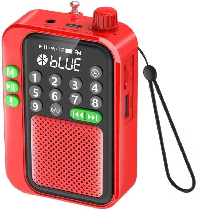 C9 Bluetooth Şarjlı Radyo USB & TF Kart Okuyucu Deprem Çantasına Uygun FM Radyo, Kırmızı