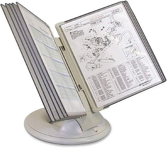 Tarifold Rotary Desktop Reference System, 10 Pockets, Gray