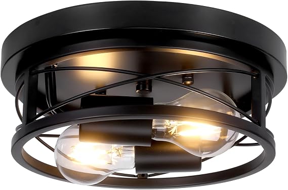 GIGGI Round Black Ceiling Light, 2-Way Ceiling Lights with E27 Flush Light Fittings Ceilings, Ceiling Lighting for Chandeliers Ceiling Light, Ceiling Lights Living Room, Bedroom, Hallway & Kitchen [Energy Class A]
