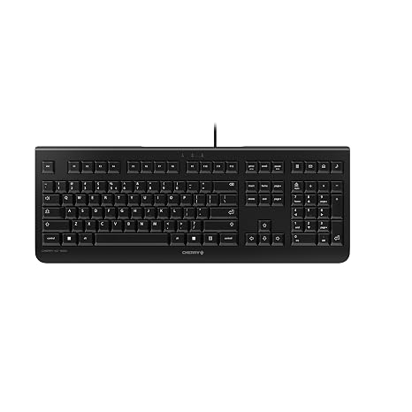Cherry KC 1000, Wired Keyboard with Number Pad for PC/Laptop, Plug & Play (USB-A Connection), Slim Design, Whisper Quiet Typing, 4 Hot Keys, QWERTY, Black