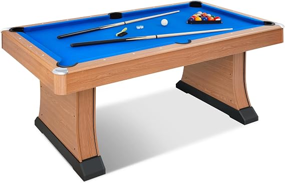 Pool Table, Modern Billiard Table, Billiards Pool Table with 2 Cue Sticks, 16 Balls, Triangle, Chalk, Brush and Leg Levelers for Rec Room, Basement, Family Game Room
