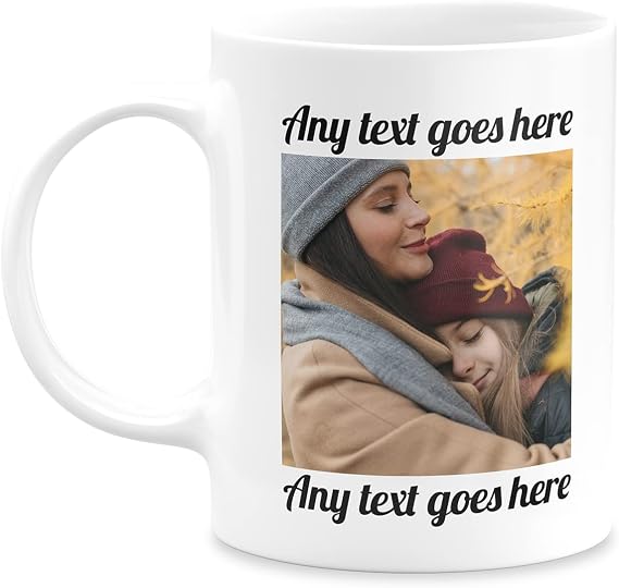 Hippowarehouse Personalised Mug Text Photo Printed Collage Design Logo Gift Cup 11oz Christmas Fathers Day Coffee Best Friend for her for Him Girlfriend boyfriend Custom company business Funny