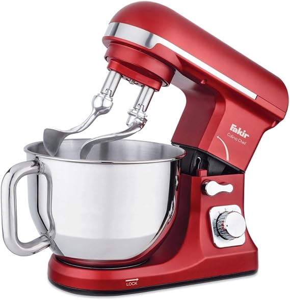Fakir Culina Chef Stand Mikser, Mutfak Robotu, Yoğurucu, 1000W, 5 L Hazne, Paslanmaz, Rouge