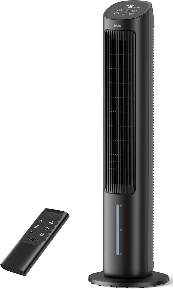 DREO Tower Fans That Blow Cold Air, 40" Evaporative Air Cooler, Cooling Fan for Bedroom with 80 Oscillating, Remote Control, 3 Modes 4-Speed Quiet Floor Fan, Black