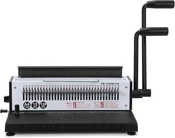 Spiral Coil Binding Machine, 15 Sheets Punch/130 Sheets Bind, Multifunctional Binder for Home Office Reports Contracts