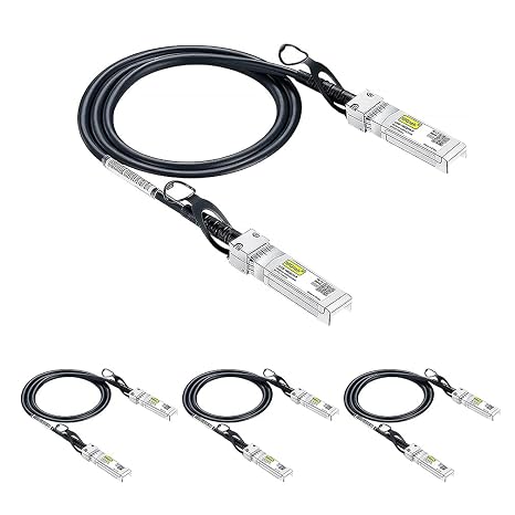 10Gtek SFP+ DAC Twinax Cable, 10G SFP+ to SFP+ Direct Attach Copper Patch Passive Cable for Cisco SFP-H10GB-CU0.5M, Ubiquiti UniFi UC-DAC-SFP+, TP-Link TL-SM5220-0.5M and More, 0.5-Meter, 4-Pack