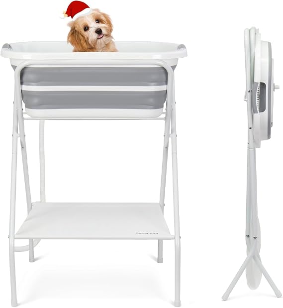 beberoad Pet Dog Bath Elevated Dog Bathing Tub Washing Station for Grooming, Collapsible Foldable Portable Shower Bathtub for Small Dogs Cats Pet, Indoor and Outdoor B1