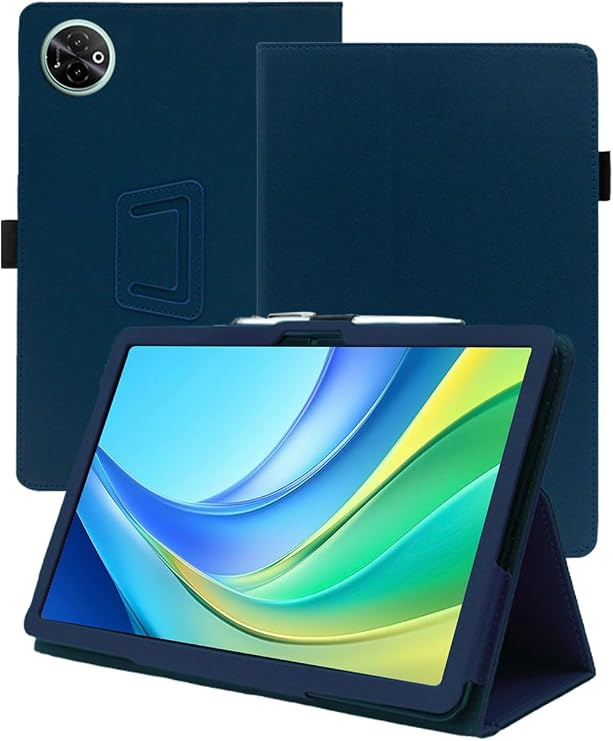 Case for DOOGEE Tab E3 Max Android 15 Smart Tablet 14 inch,WUNIAK Premium Leather Business Folio Stand Cover for DOOGEE Tab E3 Max Android 15 Smart Tablet 14 inch with Hand Strap for Tablet,Blue