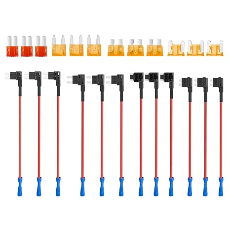 24 Pcs Standard Add-a-Circuit Fuse Tap Set, Mini Fuse Holder Kit