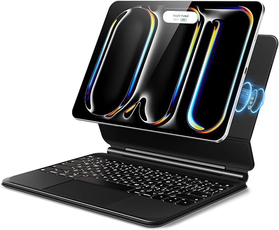 IPad Pro 13 inç M4/M5 2024/2025 Uyumlu Türkçe Magic Klavyeli Aydınlatmalı Işıklı Manyetik kılıfı
