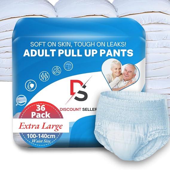 Unisex Extra Large Incontinence Pants for Women & Men, 36–Count, 100x140cm