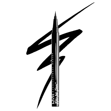 NYX Professional Makeup Epic Ink Eyeliner Hochpigmentierter Filzstift Wasserfest langanhaltender Kajal Vegane Formel Einfache Anwendung mit flexiblem Pinsel Shade: 01 Black