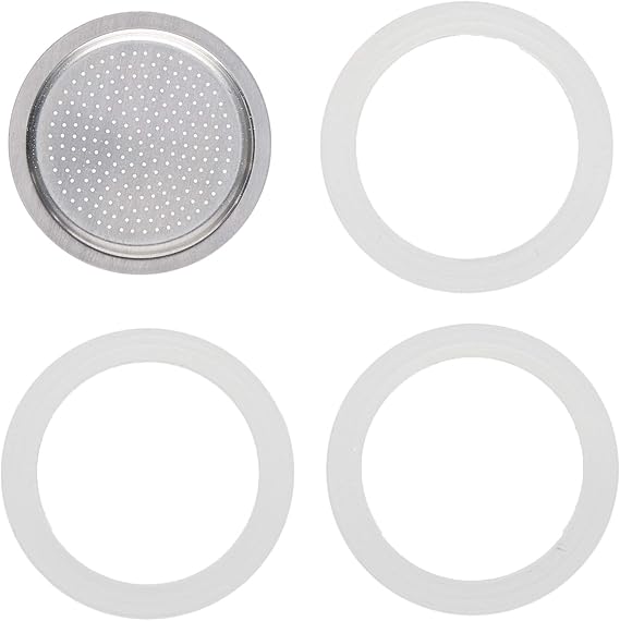 Packing 3 gaskets and 1 filter for aluminum coffee pot 1 cup