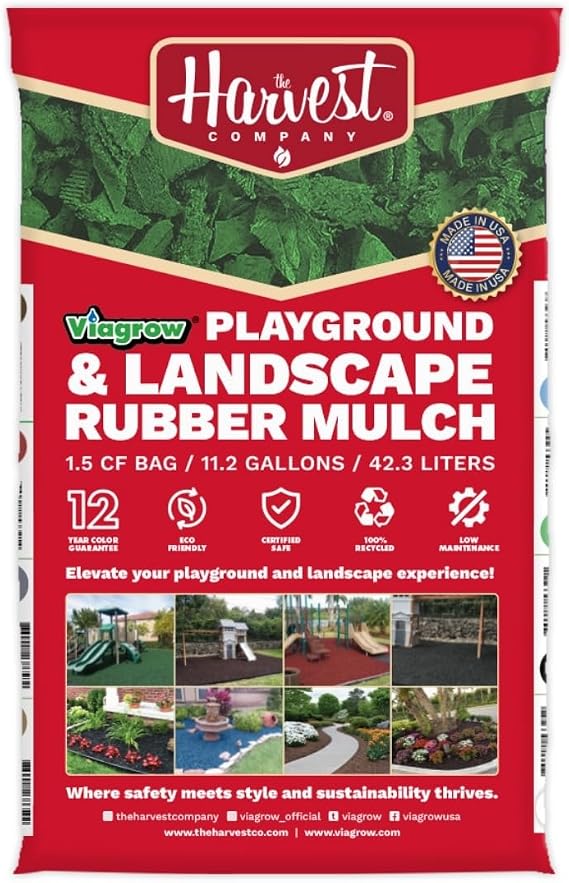 Viagrow Green Rubber Playground & Landscape Mulch 1.5 CF Bag (11.2 Gallons / 42.3 Liters)