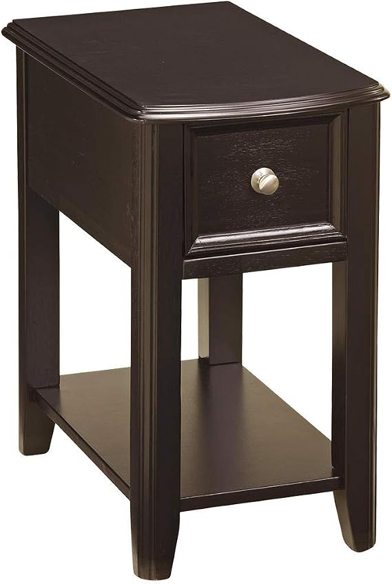 Signature Design by Ashley Breegin New Traditional Wooden Chair Side End Table with Storage, Black