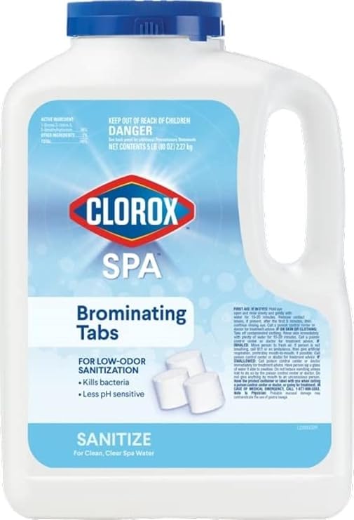 Clorox Pool&SpaTM Spa Bromine Tablets- Bromine Tablets for Spa & Hot Tub, Low-Odor Sanitization, Kills Bacteria, Restores Water Clarity, Slow-Dissolving, 5LB (Pack of 1)