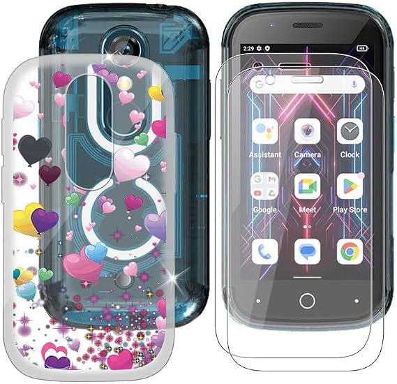 Unihertz Jelly Star 3インチ用カバー+スクリーンプロテクター2パック、耐衝撃カバーバンパーシェルフレキシブルラバー傷防止クリアケース+保護フィルム-愛の風船
