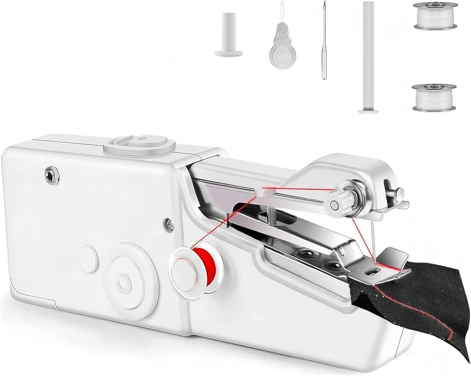 Mini Sewing Machine Handheld with Sewing Accessories for Beginners, Suitable for Clothing, Curtains, DIY Home Travel, White