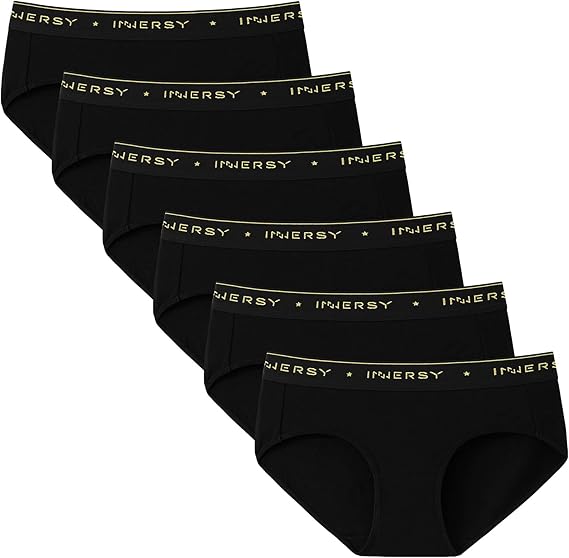 INNERSY Women's Underwear Cotton Hipster Panties Mid Rise Briefs Tagless Wide Waistband 6 Pack
