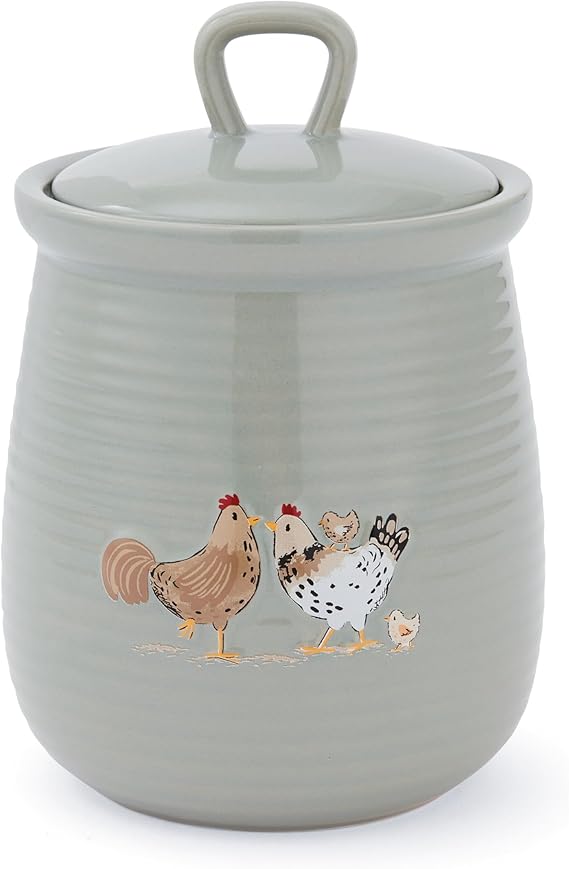 Cooksmart Hen House Lane Sage Grey Ceramic Canister Storage Jar