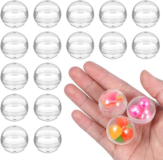 BESPORTBLE 100Pcs Vending Machine Capsules, 28MM Clear Empty Plastic Balls for Gumball and Claw Toy Container, Transparent Round Snap Orbs for Party Favors, Raffle and Prizes