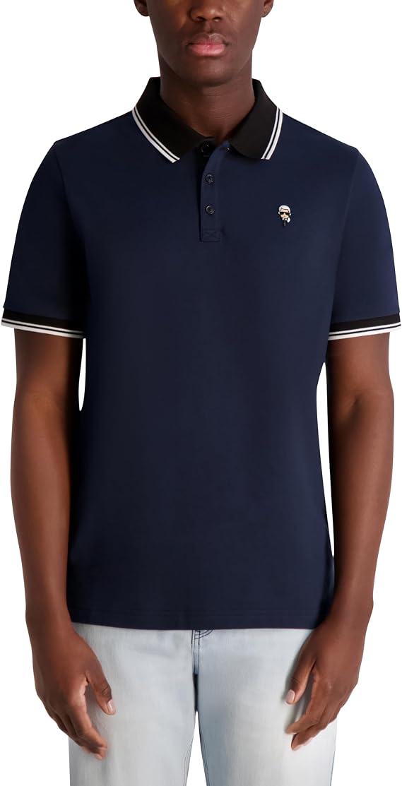 Karl Lagerfeld Men's Collared Short Sleeve Karl Graphic Polo